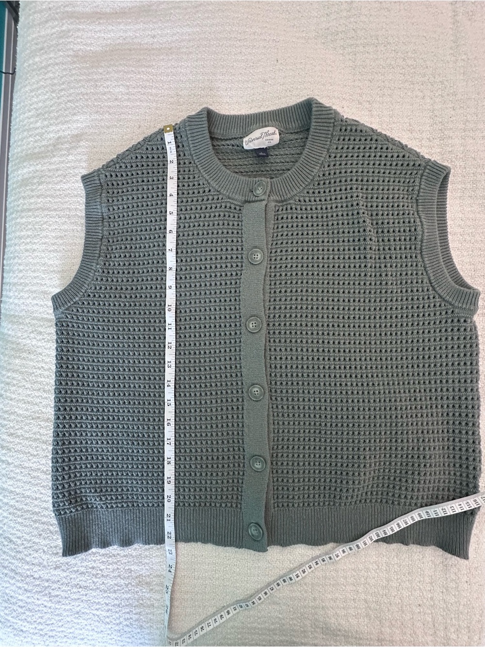 Universal Thread Olive Green Open Knit Sweater Vest Large - Picture 6 of 9